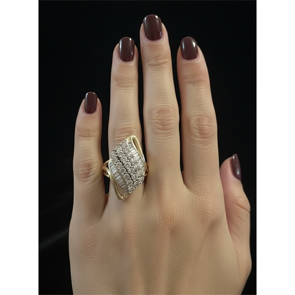 JTV SJD 9.25 Sterling Silver Gold CZ Cluster Ring Sz. 6